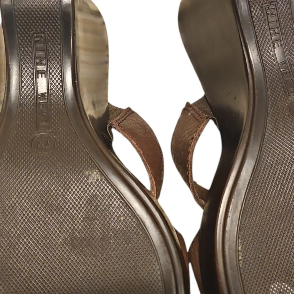 Nine West Brown Wedge Sandals
